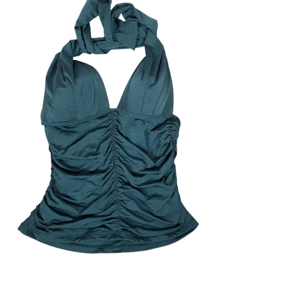 Athleta Aqualuxe Tankini Swimsuit Top Size M Bikini Bottoms Size L Halter Teal - Picture 8 of 16